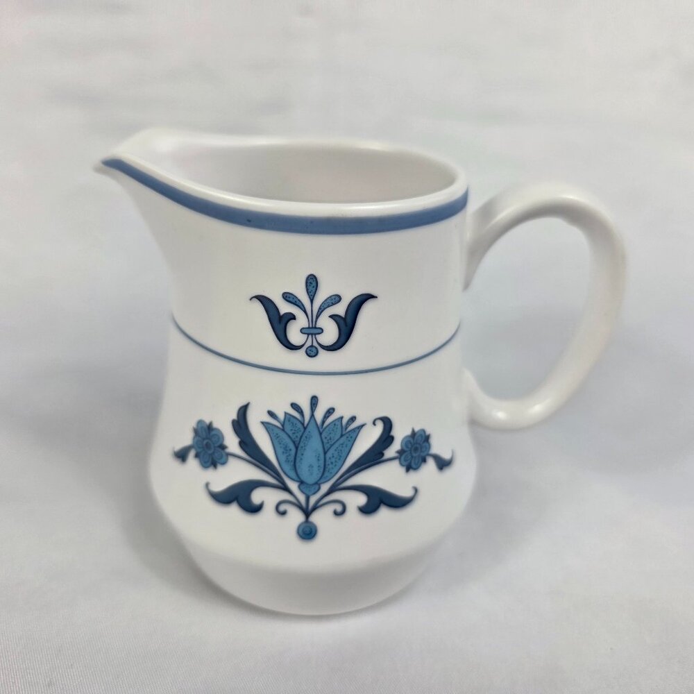Noritake Blue Haven Creamer White with Blue Flowers & Bands